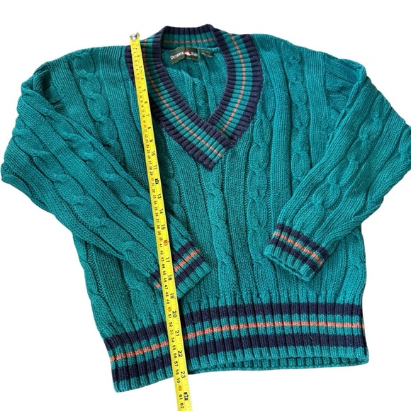 Vintage Outback Red Sz Medium Cardigan Sweater Slouchy Chunky Knit Preppy Tennis - Picture 2 of 5